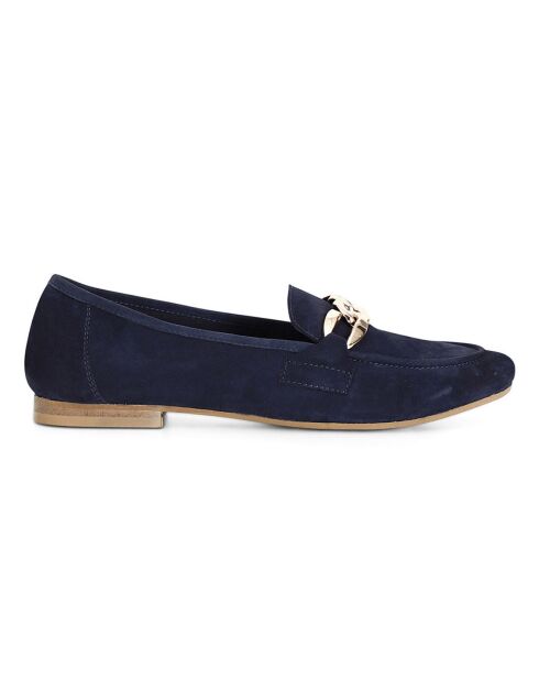 Mocassins en Velours de Cuir Fino bleu marine