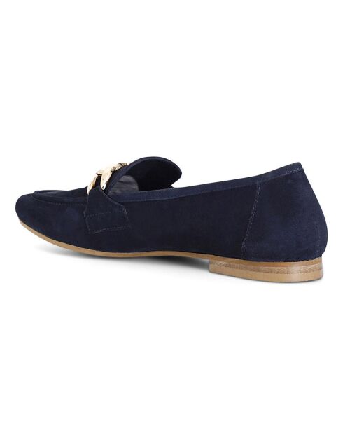 Mocassins en Velours de Cuir Fino bleu marine