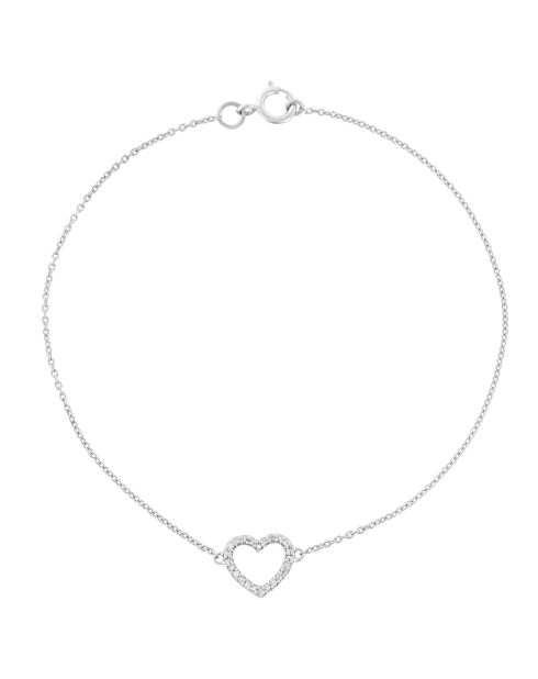 Bracelet Tu portes mon Coeur Diamants 0.05 ct Or Blanc
