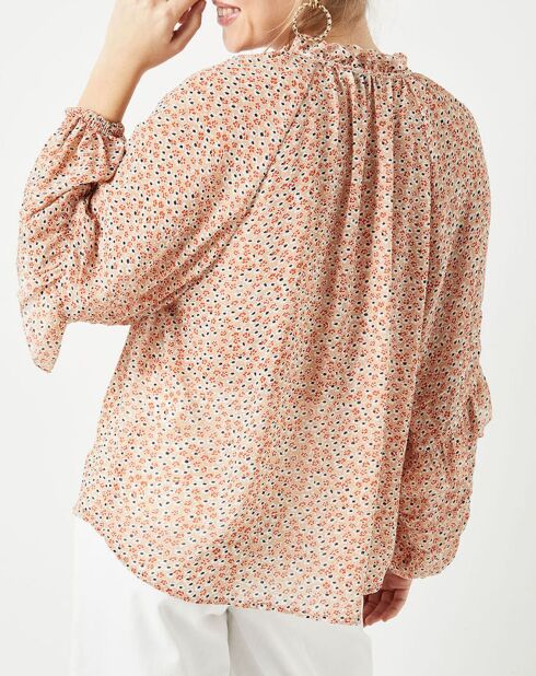 Blouse Théa beige/rouge