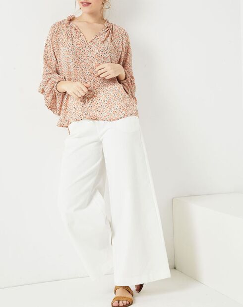 Beige/rote Bluse Théa