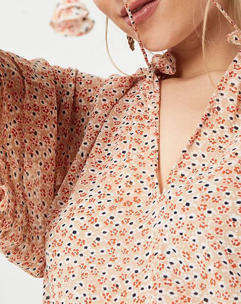 Blouse Théa beige/rouge
