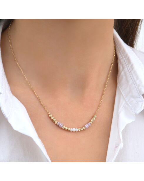 Collier en Argent doré à l'or fin, Perles en Cristal & Quartz