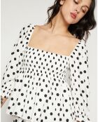 Top Babydoll Bettina à pois noir/blanc