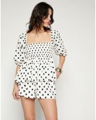Top Babydoll Bettina à pois noir/blanc