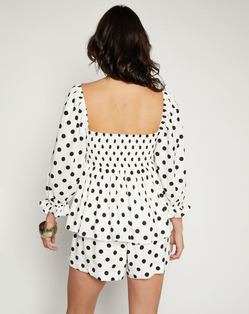 Top Babydoll Bettina à pois noir/blanc