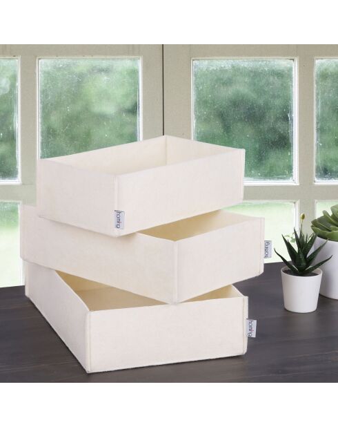 3 Organiseurs de bureau crèmes