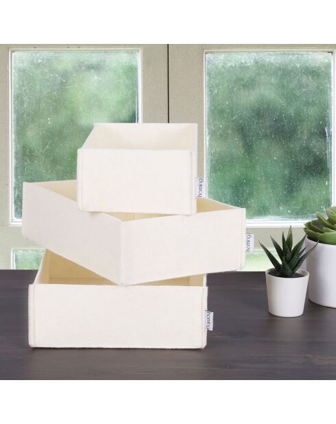 3 Organiseurs de bureau crèmes