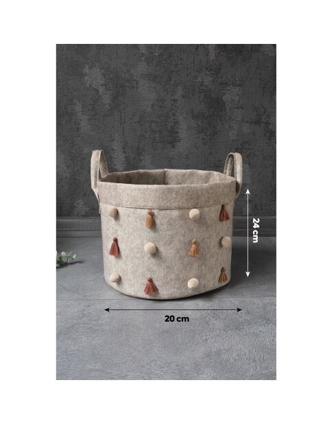 Panier en feutre crème - 20x24 cm