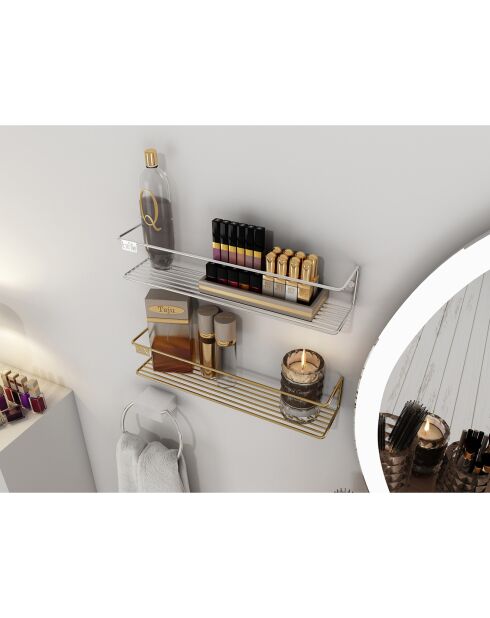Etagère murale dorée - 7x7x33 cm