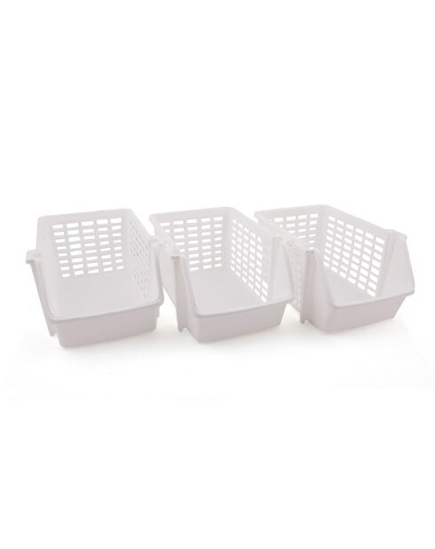 3 Organisateurs de cuisine blancs - 29x21x15 cm