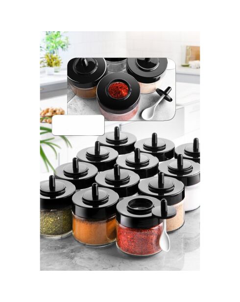 Set de pots à épices 12 pièces transparent