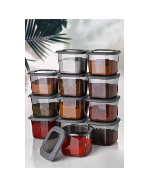 12 Boîtes de rangement  noires - 10x10x10x9.5 cm