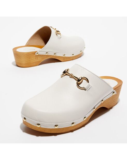 Sabots en Cuir Nala blanc cassé - Talon 5 cm
