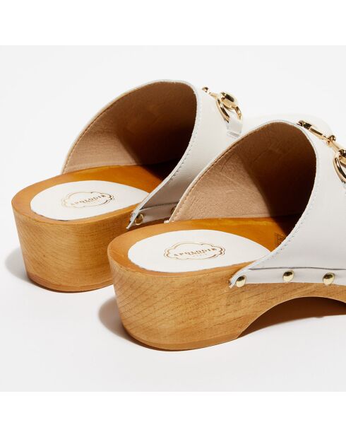 Sabots en Cuir Nala blanc cassé - Talon 5 cm