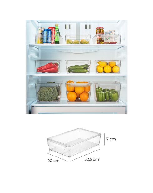 Set d'organisation pour réfrigérateur 3 pièces transparent - 20x32.5x7 cm