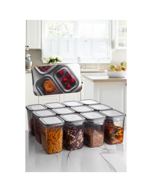 12 Boîtes de rangement  transparentes