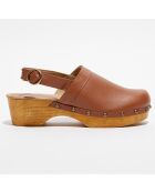 Sabots en Cuir Nicole camel - Talon 5 cm