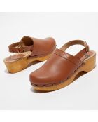 Sabots en Cuir Nicole camel - Talon 5 cm