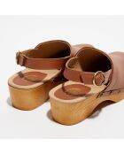 Sabots en Cuir Nicole camel - Talon 5 cm