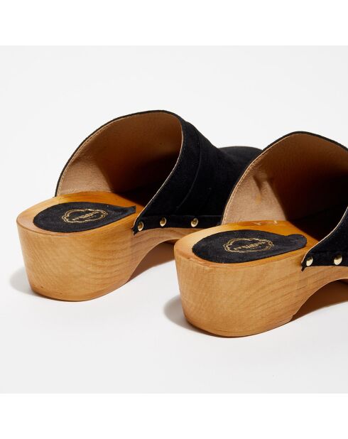 Sabots en Velours de Cuir Sofia noirs - Talon 5 cm