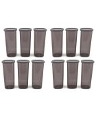12 Boîtes de rangement grises - 10x10x24.5 cm