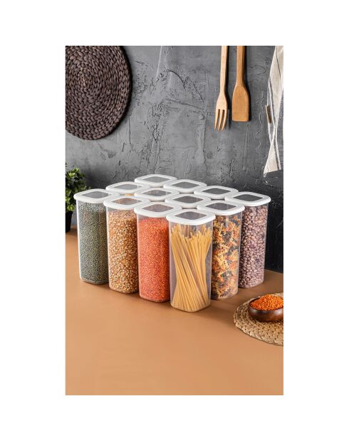 12 cajas de almacenamiento grises - 10x10x24,5 cm