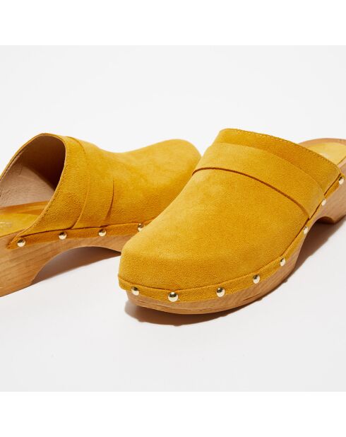 Sabots en Velours de Cuir Sofia miel - Talon 5 cm