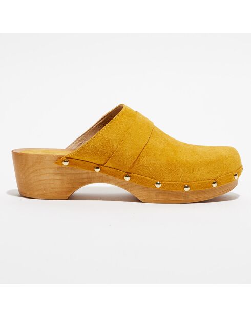 Sabots en Velours de Cuir Sofia miel - Talon 5 cm