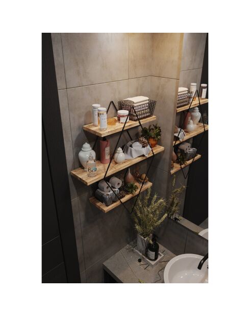 Étagère murale beige/noir - 70x16x60 cm