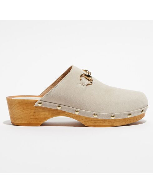 Sabots en Velours de Cuir Nala blanc cassé - Talon 5 cm