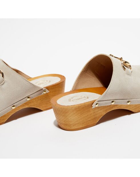 Sabots en Velours de Cuir Nala blanc cassé - Talon 5 cm