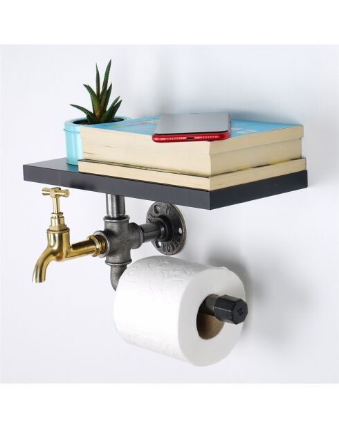 Porte papier toilette noir/argenté