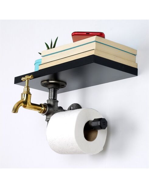 Porte papier toilette noir/argenté