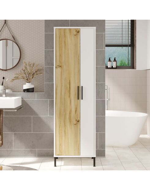 Armario multiusos blanco y nogal - 50,4x165x35,7 cm