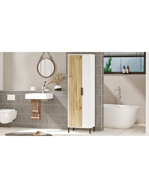 Armario multiusos blanco y nogal - 50,4x165x35,7 cm