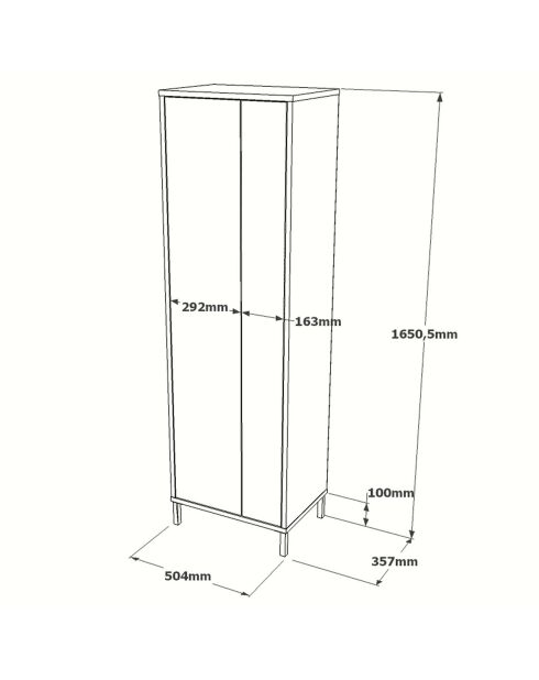 Armario multiusos blanco y nogal - 50,4x165x35,7 cm