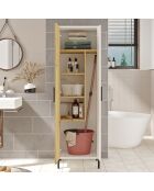 Armario multiusos blanco y nogal - 50,4x165x35,7 cm