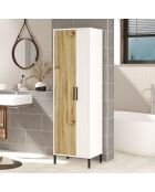 Armario multiusos blanco y nogal - 50,4x165x35,7 cm