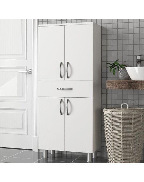 Weißer Badezimmerschrank - 59,4 x 140 x 31,5 cm