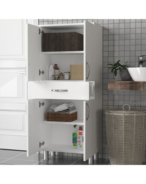 Weißer Badezimmerschrank - 59,4 x 140 x 31,5 cm