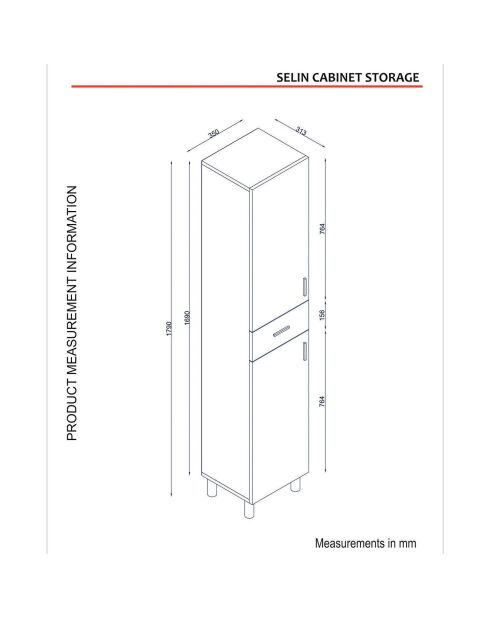 Armoire de salle de bain blanche - 35x179x31.3 cm