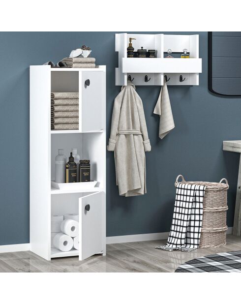 Armoire de salle de bain blanche - 38.6x120x35 cm