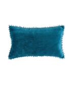 Housse de coussin en velours Avoriaz bleu peacock - 50x30 cm