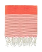 Fouta Famiglia XXL Ibiza a nido d'ape rosso corallo - 200x200 cm