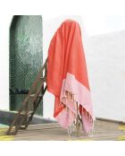 Fouta Famiglia XXL Ibiza a nido d'ape rosso corallo - 200x200 cm
