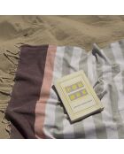 Fouta Arcachon grau/rosa/pflaume - 100x200 cm