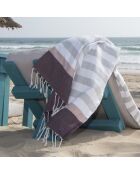 Fouta Arcachon grau/rosa/pflaume - 100x200 cm