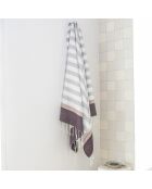Fouta Arcachon grau/rosa/pflaume - 100x200 cm