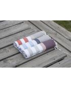 Fouta Arcachon grau/rosa/pflaume - 100x200 cm